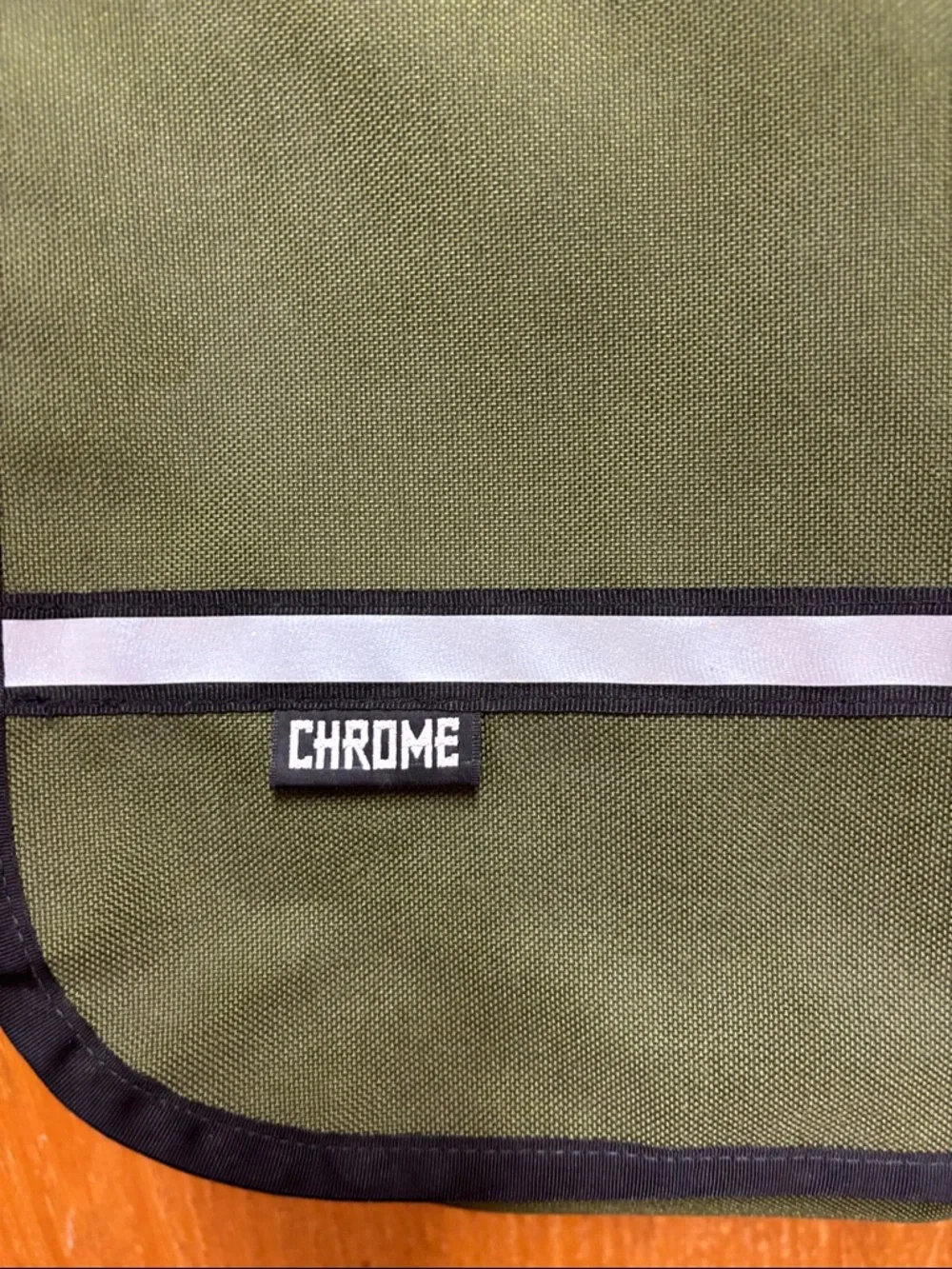 Olive Green Messenger Bag with Reflective Accent